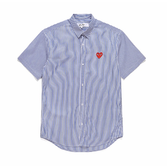 Play comme des garcons CDG Áo Sơ Mi Tay Ngắn Kẻ Sọc Phong Cách Đường Phố Nhật Bản Cho Nam Và Nữ