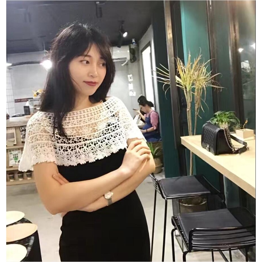 Han Áo Choàng Nhỏ Dệt Kim Rỗng Họa Tiết Hoa Thời Trang Mùa Hè Chống Nắng Cho Nữ