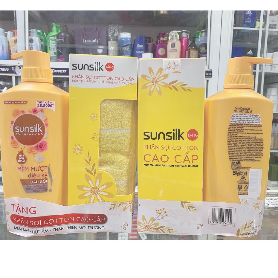 Dầu gội Sunsilk mềm mượt diệu kỳ 631ml +  kèm quà tặng