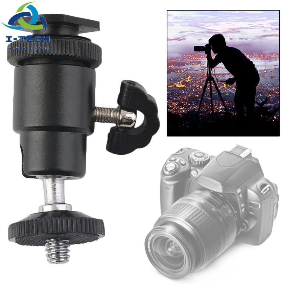 Mini Ball Head 1/4" Dual Nuts Flash Bracket Mount Screw For Camera Tripod