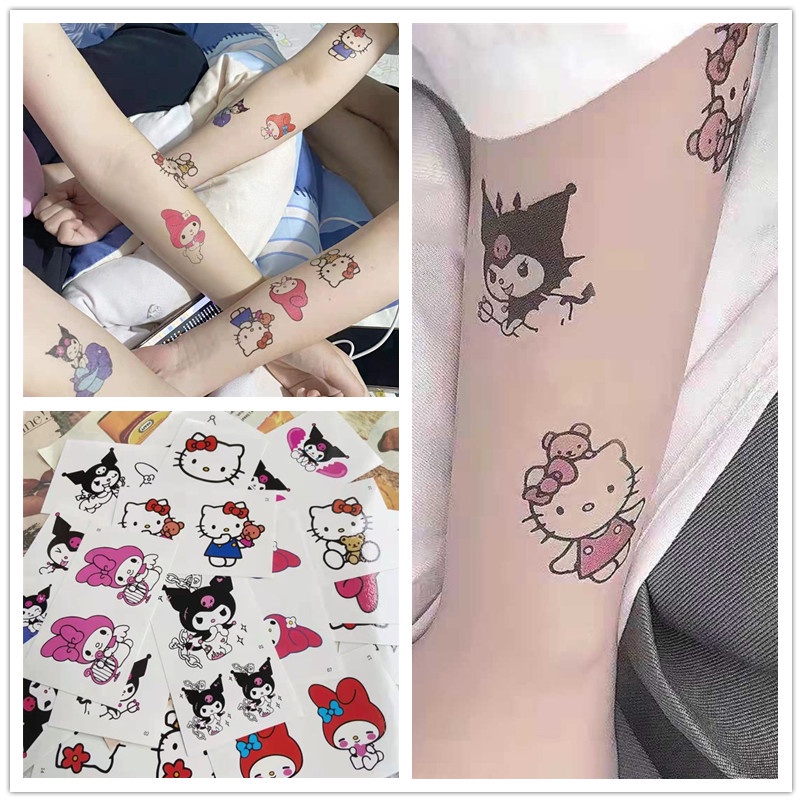 SANRIO Bộ 25 Tấm Hình Xăm Dán Chống Nước Lâu Trôi Hình Kuromi Melody Dễ Thương