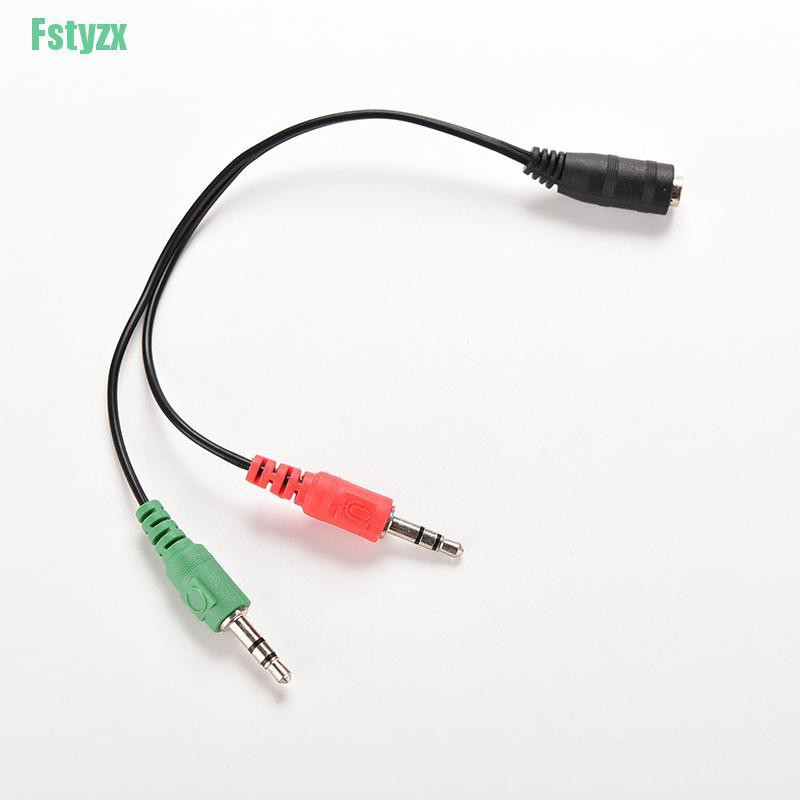 fstyzx 3.5mm Female to 2 Dual Male Jack Plug Audio Stereo Headset Mic Splitter Cables