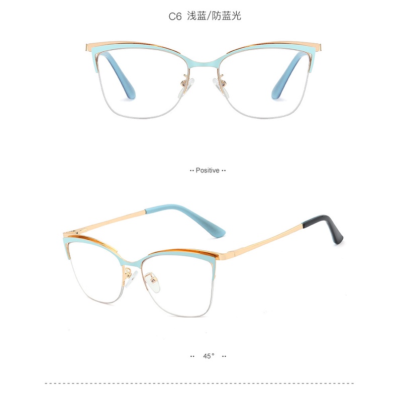 Mắt Kính Gọng Kim Loại Tròng Kính Chống Bức Xạ Thời Trang