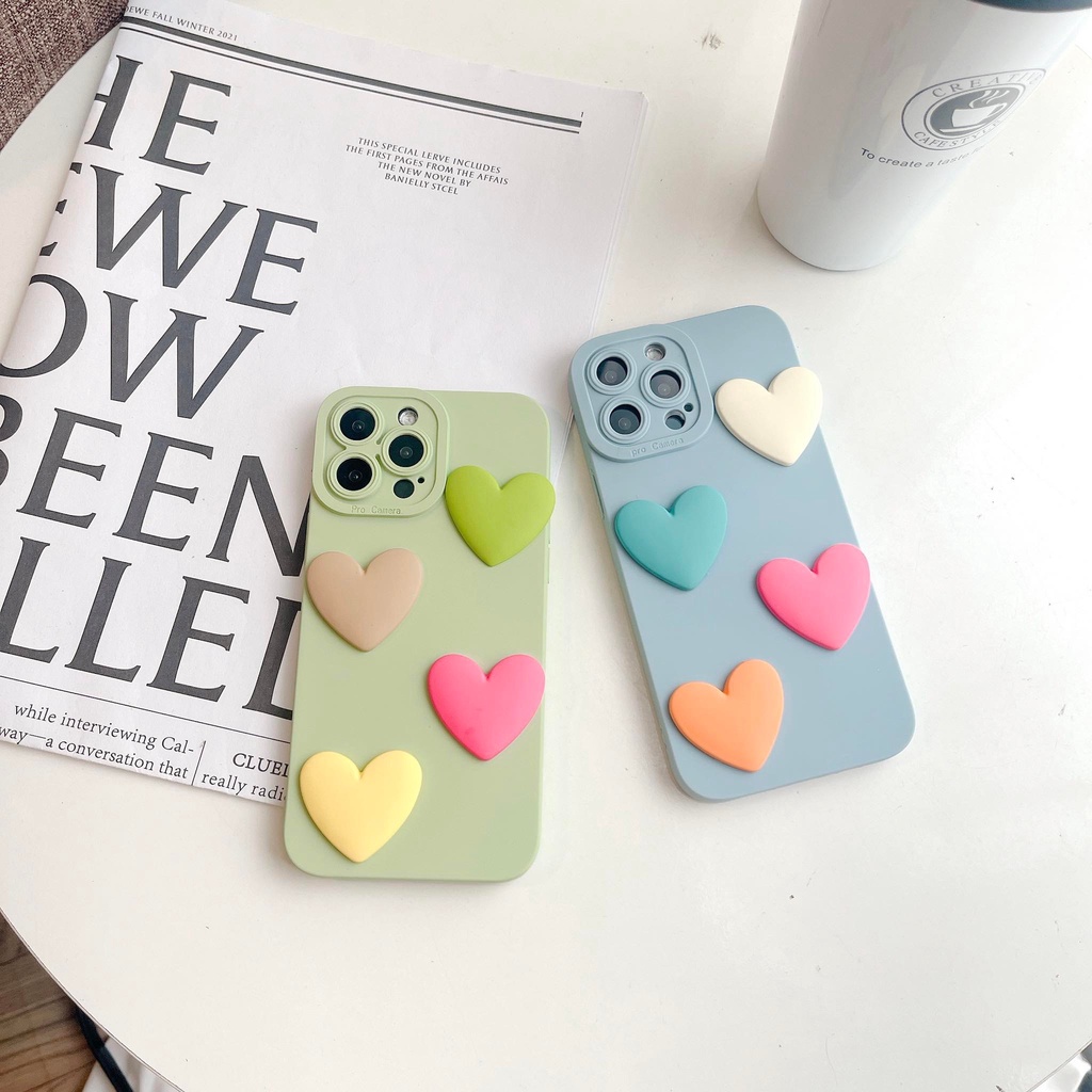 Ốp lưng iphone viền vuông tim 4 màu nghộ nghĩnh 8/8plus/x/xs/xs max/11/11 pro/11 promax/12PROMAX/13PROMAX,Anh Ga Case