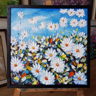 [CÚC HỌA MY_BẦU TRỜI XANH] - TRANH SƠN DẦU VẼ TAY TRANH TRÍ NHÀ CỬA 55 X 55 CM