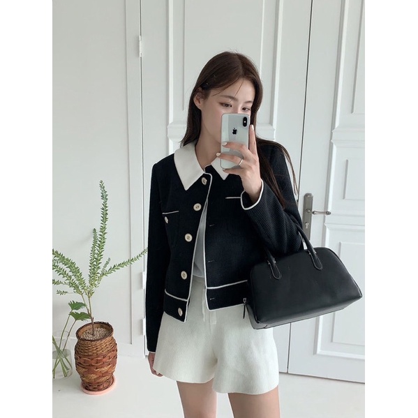 Áo khoác phối cổ sơ mi, viền áo nổi bật (có ảnh thật)