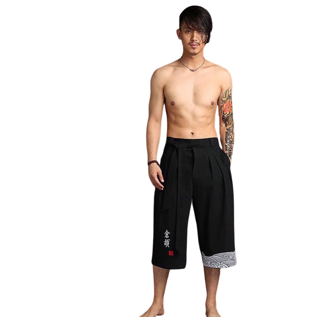 Quần lửng Kimono Kawaki, quần đũi lửng Edo Menswear Japan style, chất đũi mềm mát xu hướng thời trang 2023