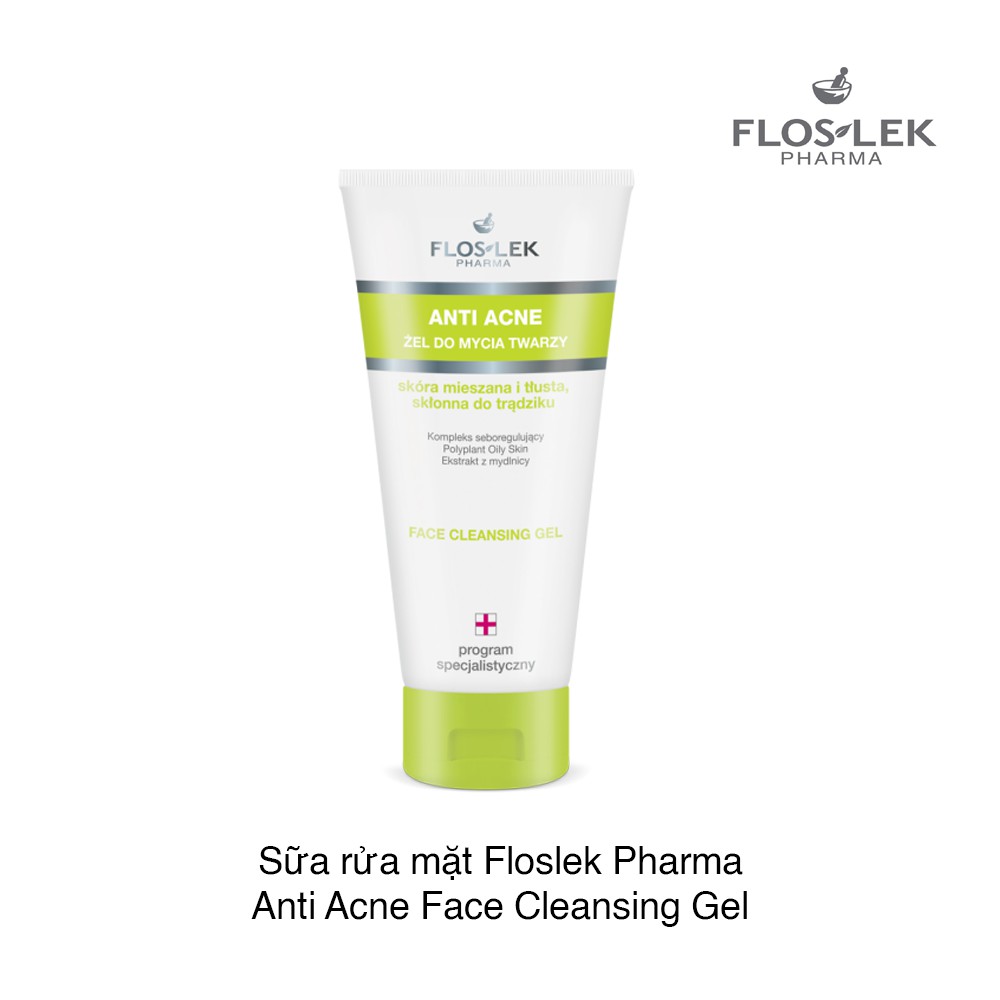 Floslek Pharma Gel Rửa Mặt Diệt Khuẩn Ngừa Mụn Antibacterial Face Cleansing Gel 125ml | BigBuy360 - bigbuy360.vn
