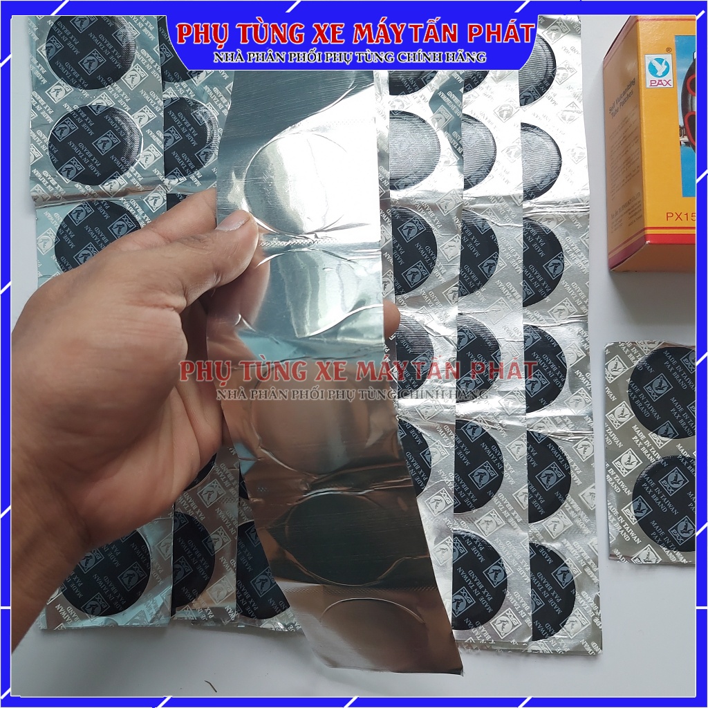 Hộp 50 miếng Tròn 42mm Chuyên Vá Vỏ - Ruột Xe Máy Ô tô Xe Hơi Lốp Không Ruột Chính Hãng Tawan - Đài Loan