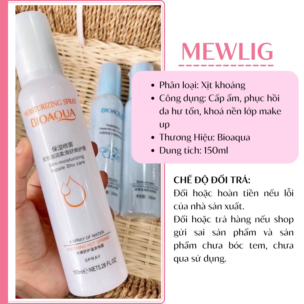 Xịt khoáng Bioaqua nội địa Trung 150ml cung cấp vitamin cho da và khoá nền lớp make up bền màu lâu trôi