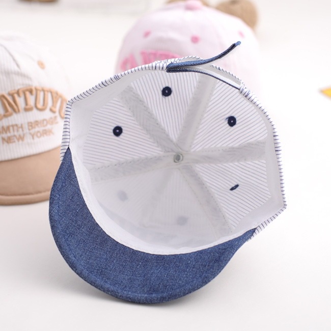 Mũ lưỡi trai cho bé  kẻ sọc thêu chữ thời trang phong cách hàn quốc cho bé 3-12 tháng