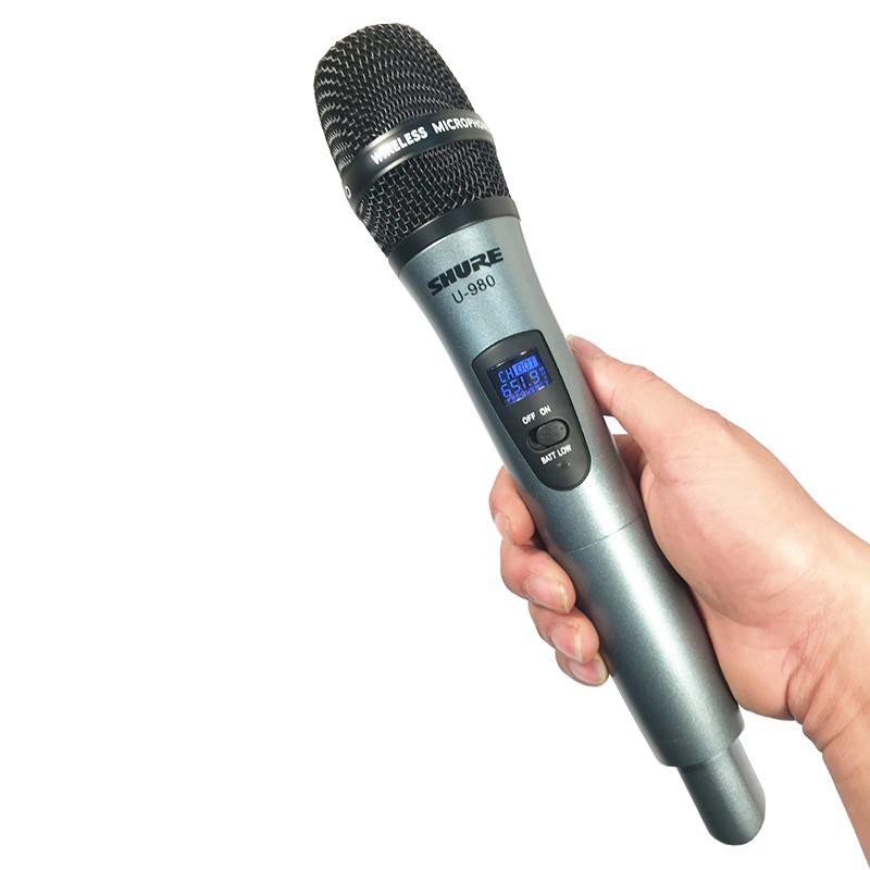 Micro Hát Karaoke Không Dây SHURE U980 Hộp Nhôm Sang Trọng