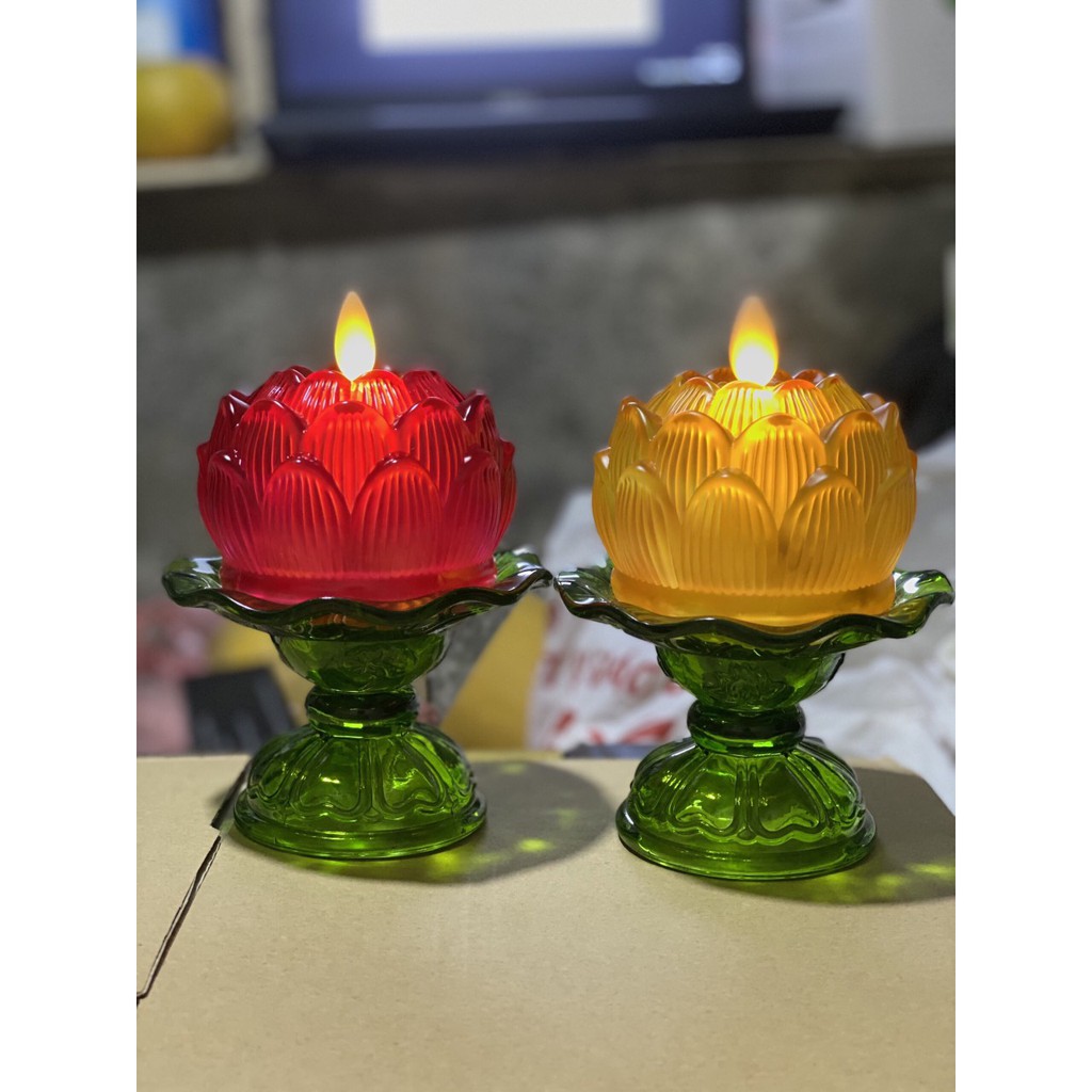 nến điện tử hoa sen thuỷ tinh, đèn lưu ly | BigBuy360 - bigbuy360.vn