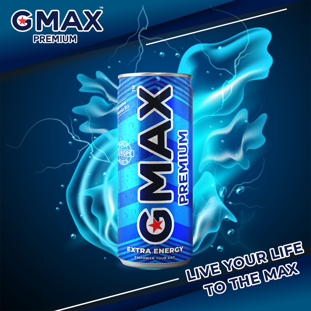 [Mới] Nước tăng lực Gmax Premium energy drink nhập khẩu từ Châu Âu (250ml)