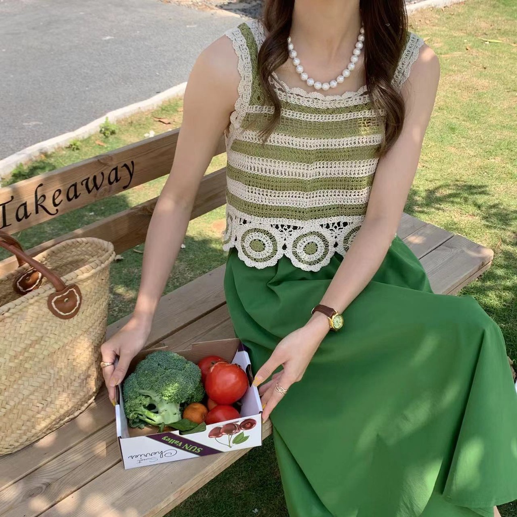 DUNEA Áo Tank Top Dệt Kim Màu Sắc Xinh Xắn Cho Nữ