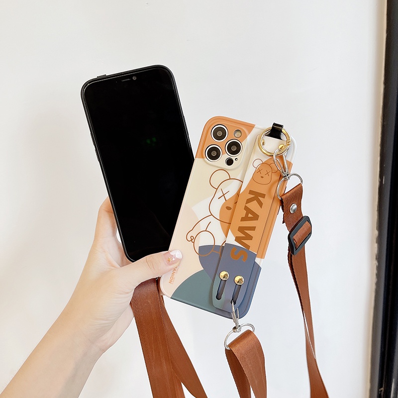 Ốp Điện Thoại IMD Mềm In Hình KAWS Có Dây Đeo Cho iPhone 14 13 12 11 Pro Max X XS XR 8 7 Plus + SE 2020