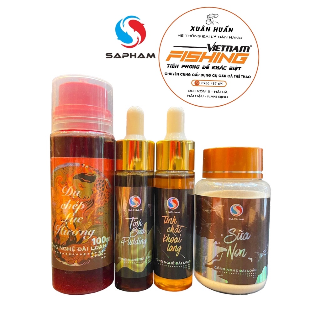 Combo Tinh mùi câu chép 1 Sa Phạm mới siêu nhạy : Dụ Chép Lục Hương + Tinh sữa Pudding + Tinh chất khoai lang + Sữa non
