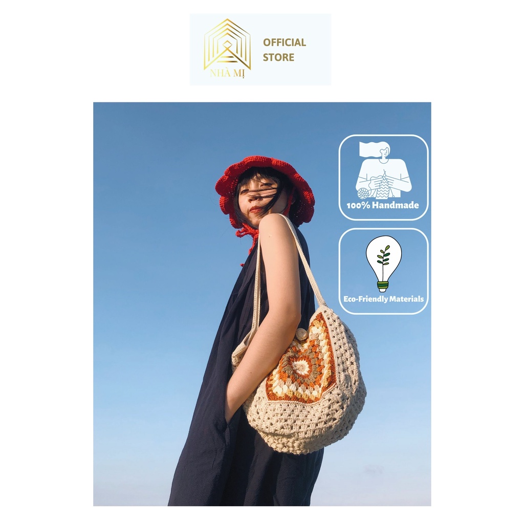 NHÀ MỊ - Túi Xách Len handmade Đan Móc Thủ Công - Retro Granny Crochet Bag