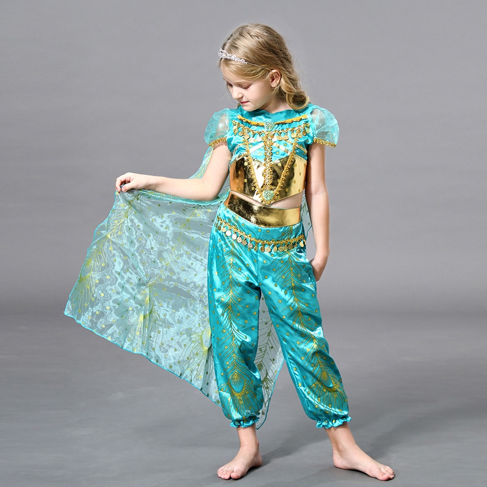Bộ Đồ Hóa Trang Công Chúa Aladdin Jasmine Xinh Xắn Cho Bé Gái