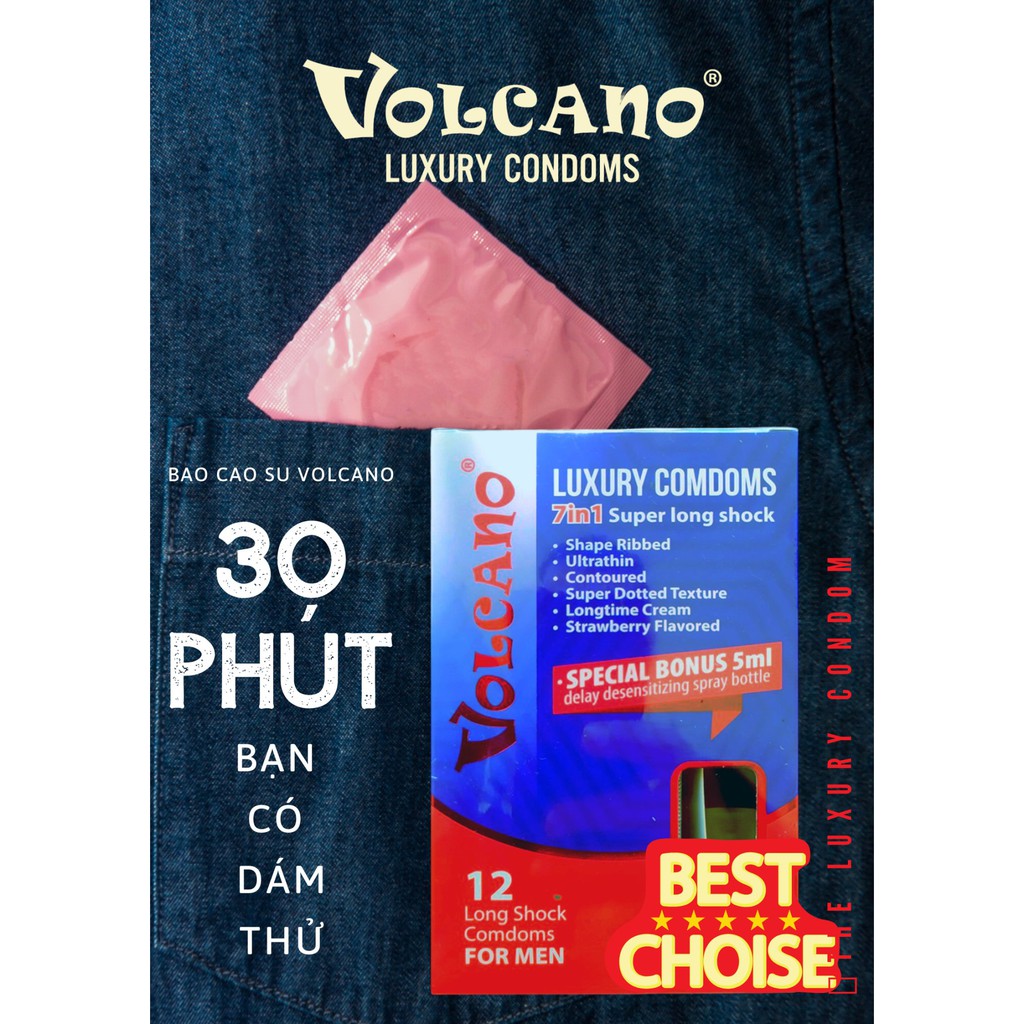 Volcano 7in1 - Vua Của Các Loại BCS Cao Cấp, Gai, Mỏng, Siêu Kéo Dài Chống Xuất Tinh Sớm Hiệu Quả Cho Nam - Bán Sĩ Full