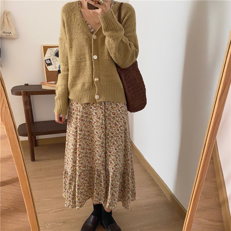 Đầm Midi Lưng Cao Cổ Chữ V In Hoa 38881