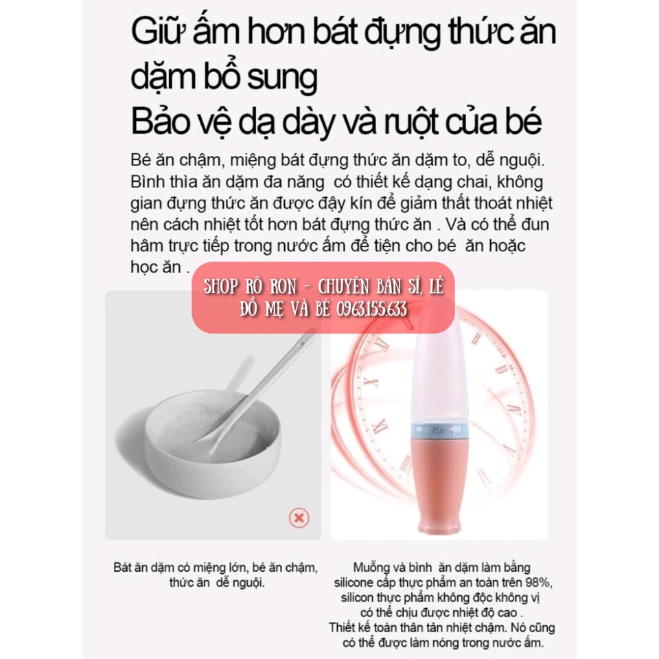 Bình thìa ăn dặm EMMA KIDS - Bình thìa silicon cho bé - Shop Rô Ron
