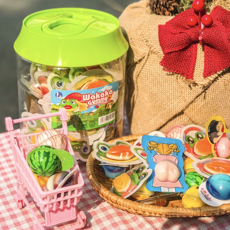 (1 viên kẹo có nhân) Kẹo mắt trolli hình con mắt/ dưa hấu/ con vịt, kẹo môi kẹo mông