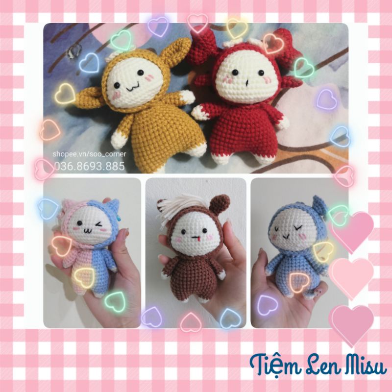 (SẴN 1 NHÂN MÃ) Cung Hoàng Đạo Len Móc Amigurumi Đủ Mẫu | Trang Trí Túi Xách, Móc Chìa Khóa (Xem Ảnh Chọn Màu Nha)