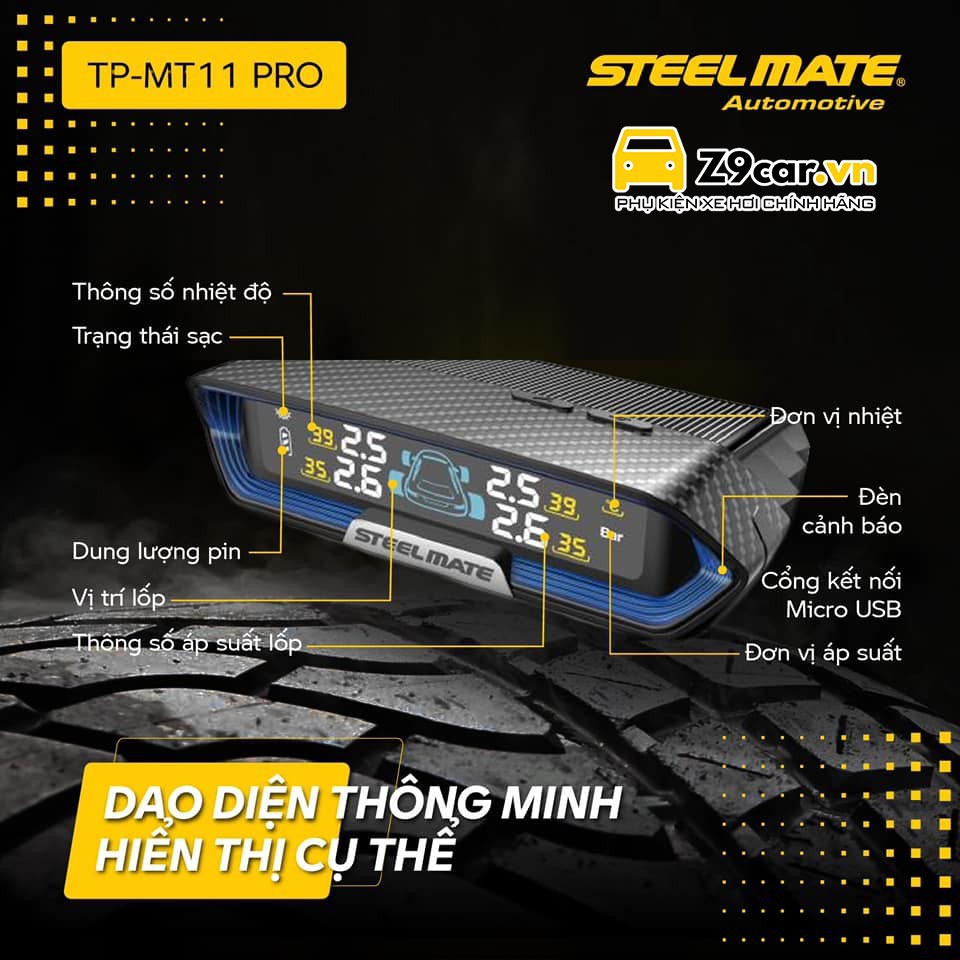 Cảm biến áp suất lốp Steelmate MT11 PRO - Phiên bản mới nhất 2022 - BH 5 năm