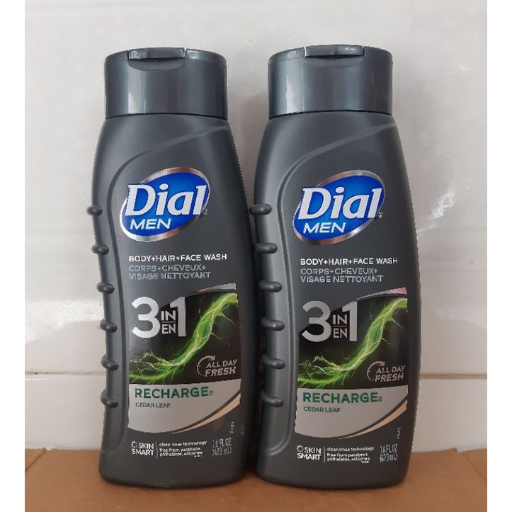 Sữa Tắm Nam Dial 3 in 1 Revitalizing Recharge Body Wash 473ml - Hàng nhập Mỹ