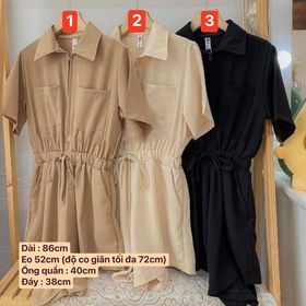 Jumpsuit sơ mi rút eo zip ngực phong cách Hàn quốc nữ tính #64607