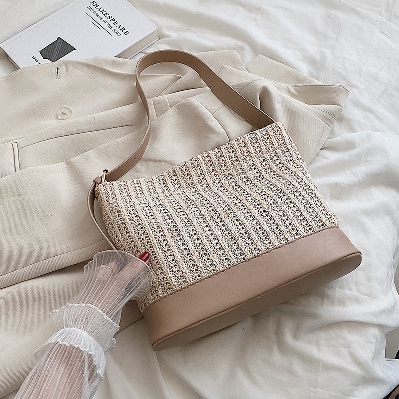 Túi Xách Bằng Rơm Kích Thước Lớn Thời Trang Dễ Phối Đồ Cho Nữ