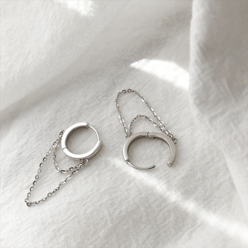 Khuyên Tai Bông Tai Nữ Tròn 2 Dây Phong Cách Nữ Tính Hàn Quốc H31