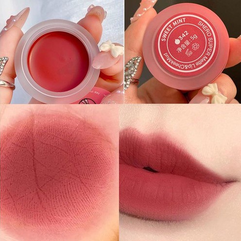 ✨✨Hũ son kem matte kiêm phấn má 2in1 Sweet Mint Shero Super Lip&amp;Cheek Mud