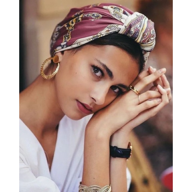 Khăn bandana lụa choàng cổ đa năng turban cột áo yếm - Maben