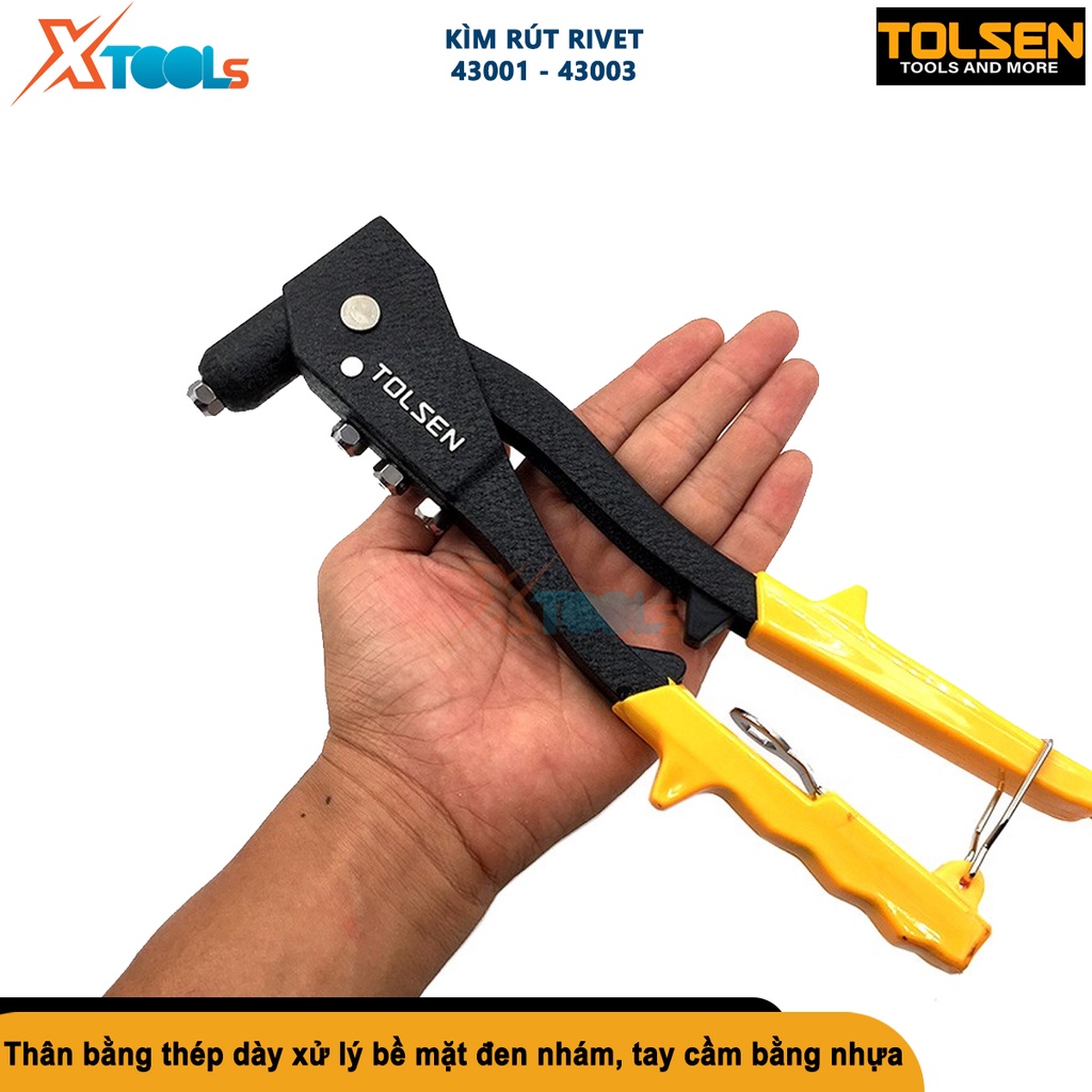 Kìm rút đinh tán chuyên dụng TOLSEN 43001-43003, kềm rút rive trợ lực tay cầm dài cỡ đinh rút 2.4mm[CHÍNH HÃNG][XTOOLS]
