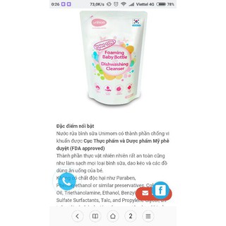 Nước rửa bình sữa Unimom UM871197 (túi) 500ml