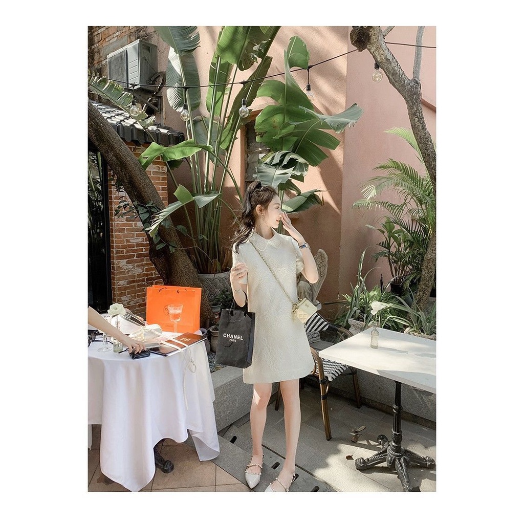 Fashionable foreign style and versatile short sleeve dress women's 2022 summer new design sense new Chinese cheongsam with skirt inside