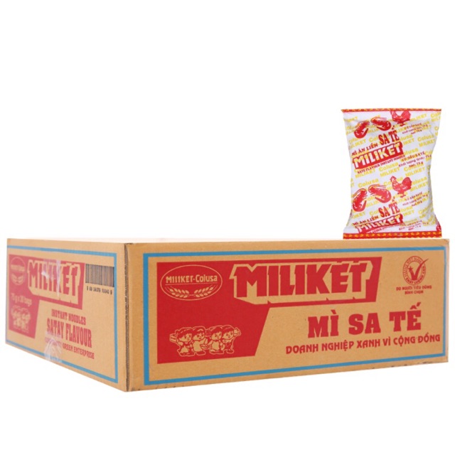 Thùng 30 gói mì nước Miliket sa tế (30 gói x75g)