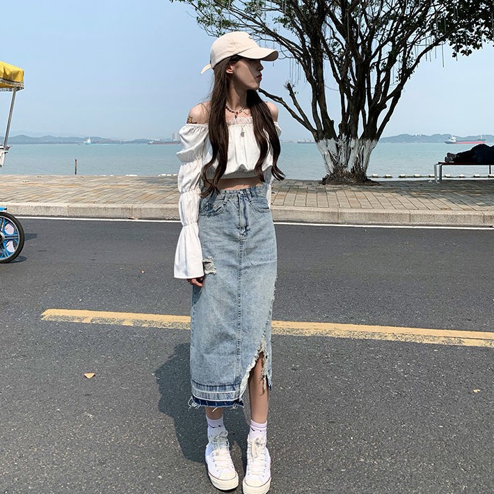 chân váy jean Lưng Cao Thời Trang Cho Nữ Size Lớn 2021 | BigBuy360 - bigbuy360.vn