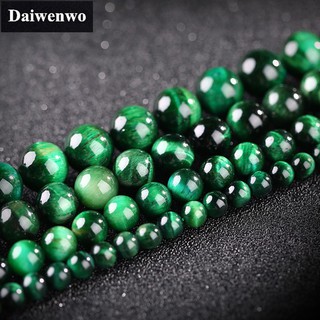 Hạt xâu mắt hổ màu xanh lá 6-12mm tự làm vòng tay