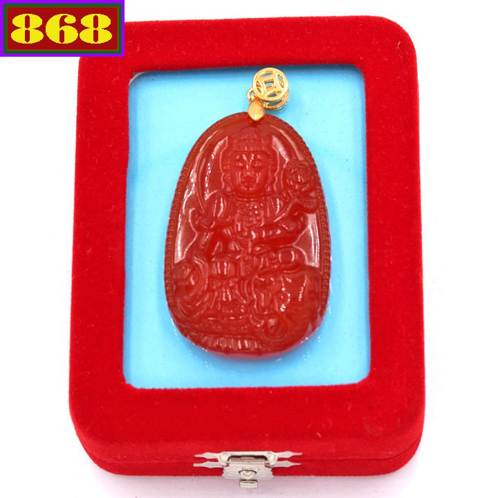 Mặt Phật Bồ Tát Phổ Hiền TA đỏ 5cm - phật bản mệnh tuổi Thìn, Tỵ - Mặt phật size lớn