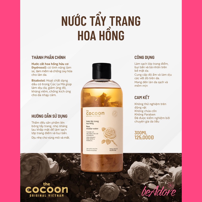 Nước Tẩy Trang Hoa Hồng Cocoon 500ml (Rose Micellar Water)