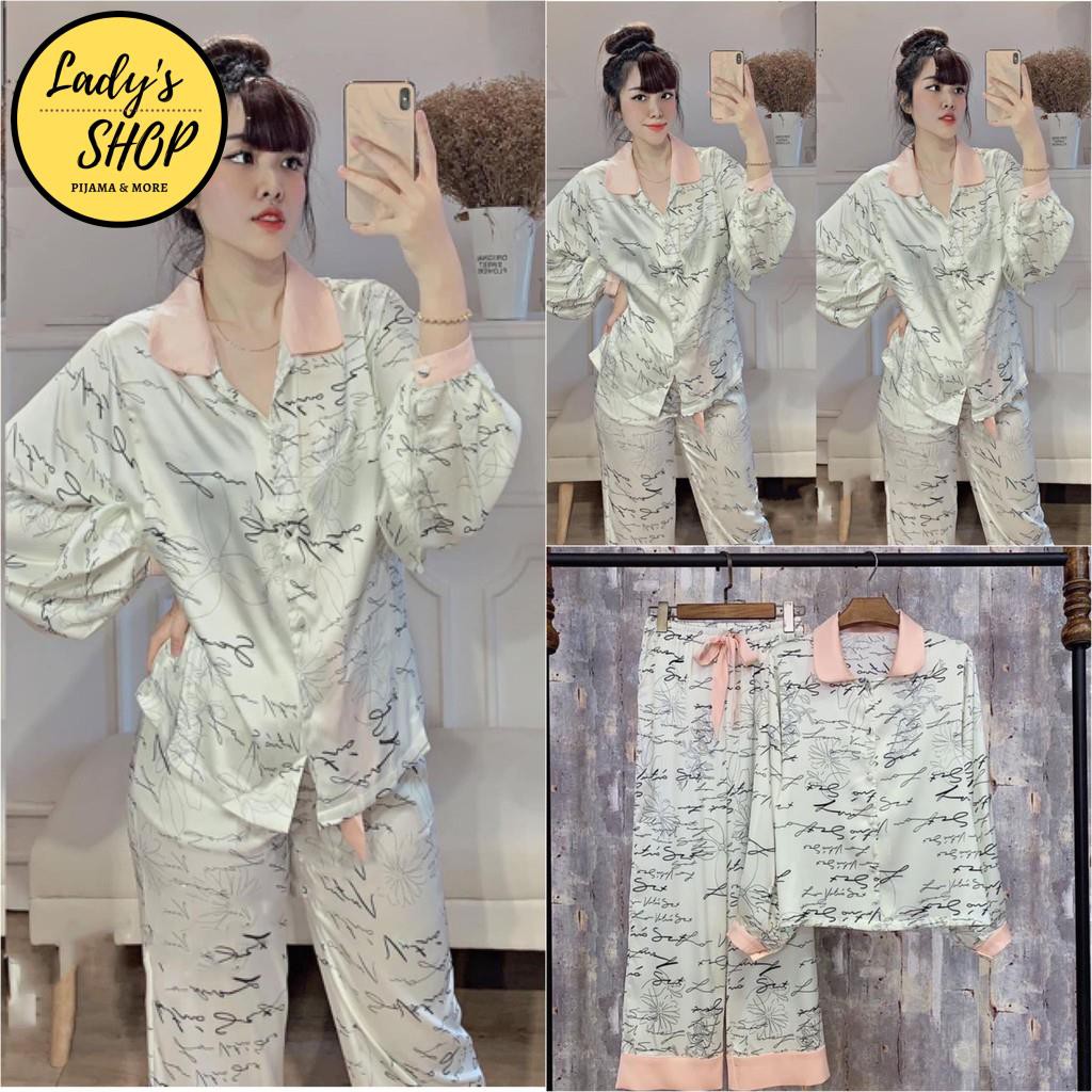 Đồ Bộ Pijama - Bộ Lụa Satin Dài Tay Hoạ Tiết Cao Cấp [FREE SHIP] | BigBuy360 - bigbuy360.vn