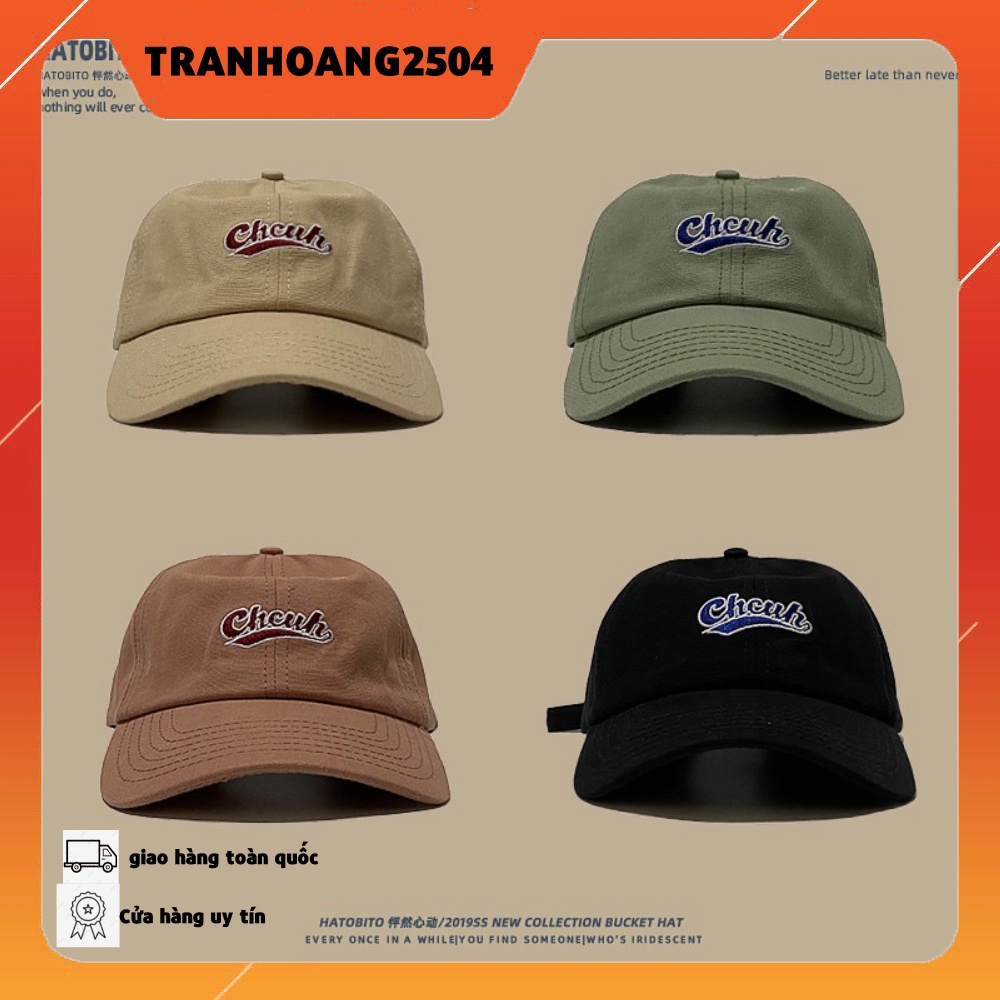 Nón/Mũ Lưỡi Trai Ulzzang Unisex Vải Cotton Cao Cấp Trơn Thêu Chữ Chcuh 5 Màu Phong Cách Hàn Quốc
