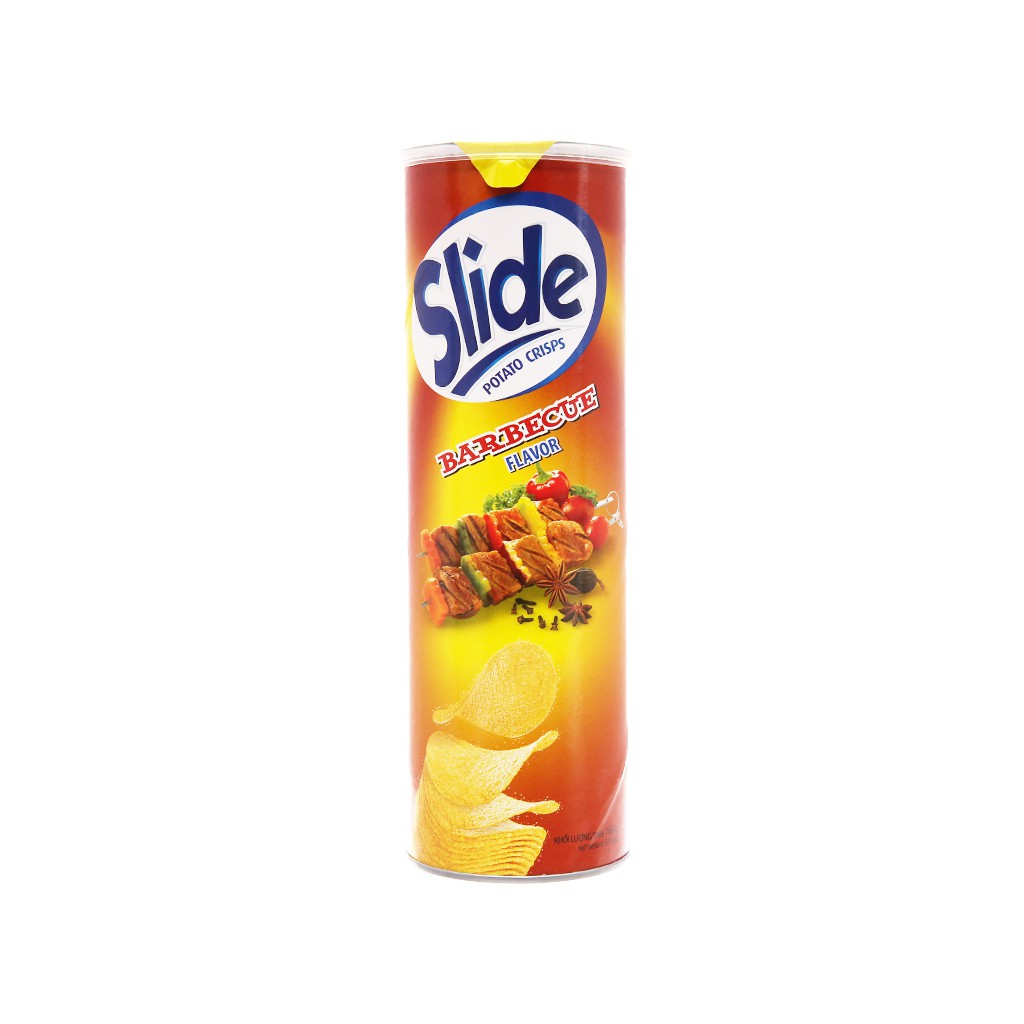 Snack khoai tây vị thịt nướng Slide lon 160g