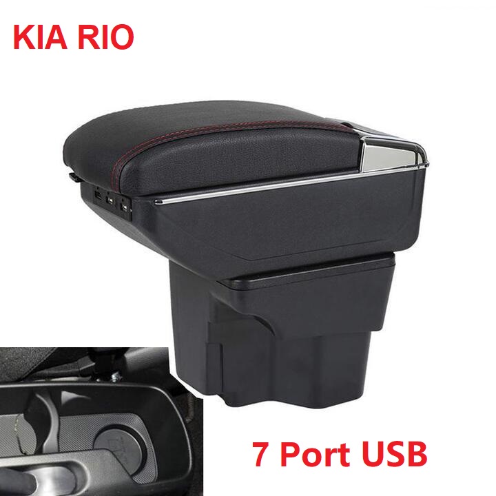 Hộp tỳ tay xe hơi cao cấp Kia Rio tích hợp 7 cổng USB MÃ DUSB-KIRO - HÀNG LOẠI 1