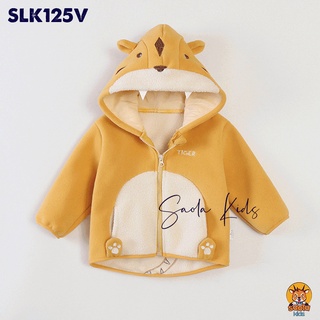 Áo khoác nỉ lót lông 6 màu, 6 họa tiết động vật cho bé trai, bé gái nhà Saola Kids - SLK125