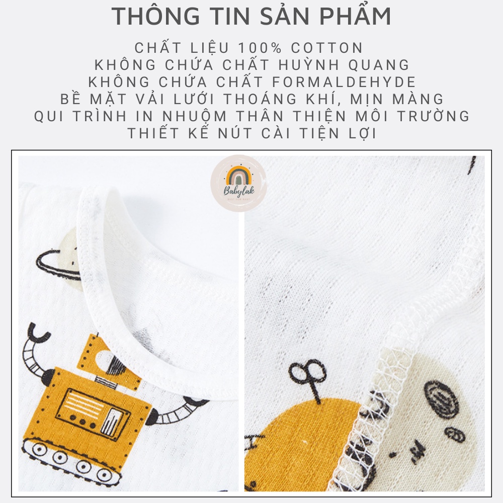 Bộ bodysuit cotton không tay mặc nhà cao cấp cho bé  - Size từ 4 đến 15kg