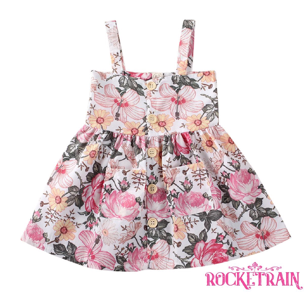 Đầm Xòe Họa Tiết Hoa Phong Cách Công Chúa Cho Bé Gái